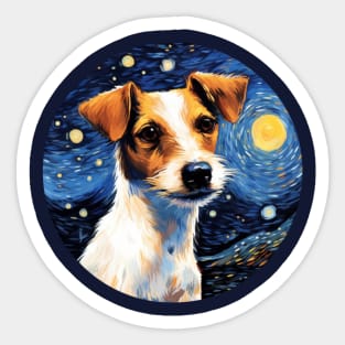 Jack Russell Terrier, van gogh style, starry night, Post-impressionism Sticker